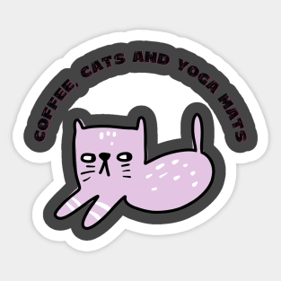 Coffee cats and yoga mats funny yoga and cat drawing Sticker